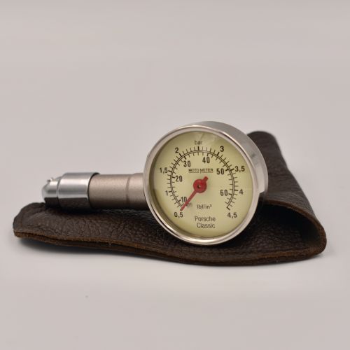 Tyre pressure gauge with leather case for all Porsche models
