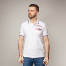 Luxury Stripe Stretch Polo/Porsche 356 logo / White/Navy