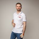 Luxury Stripe Stretch Polo/Porsche 356 logo / White/Navy