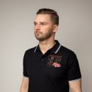 Luxury Stripe Stretch Polo with Porsche 356 logo, Black/White